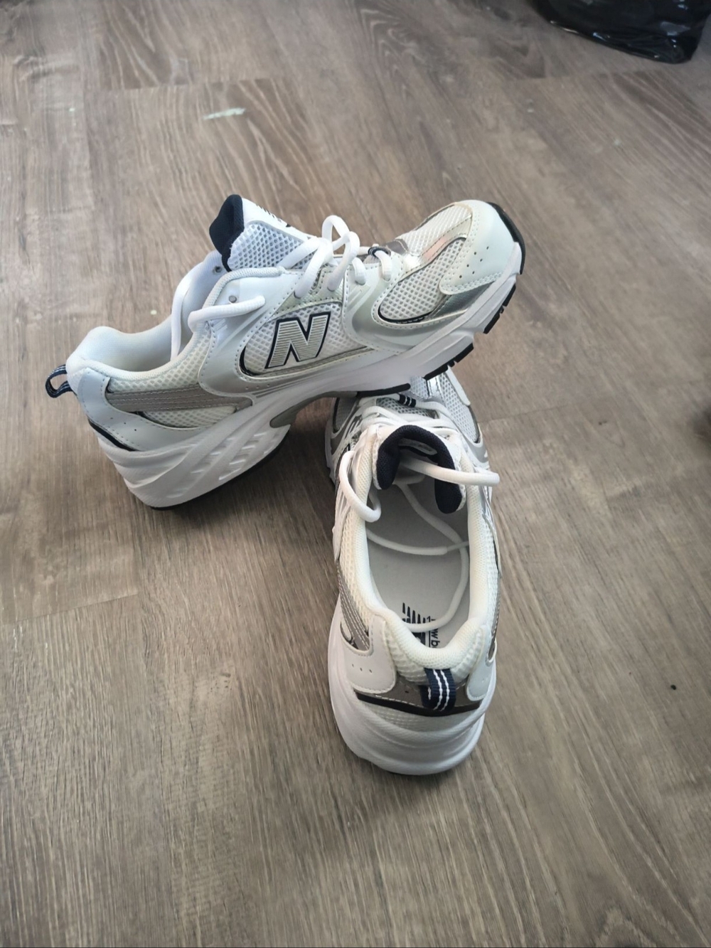New Balance Kids' White and Gray Athletic Sneakers